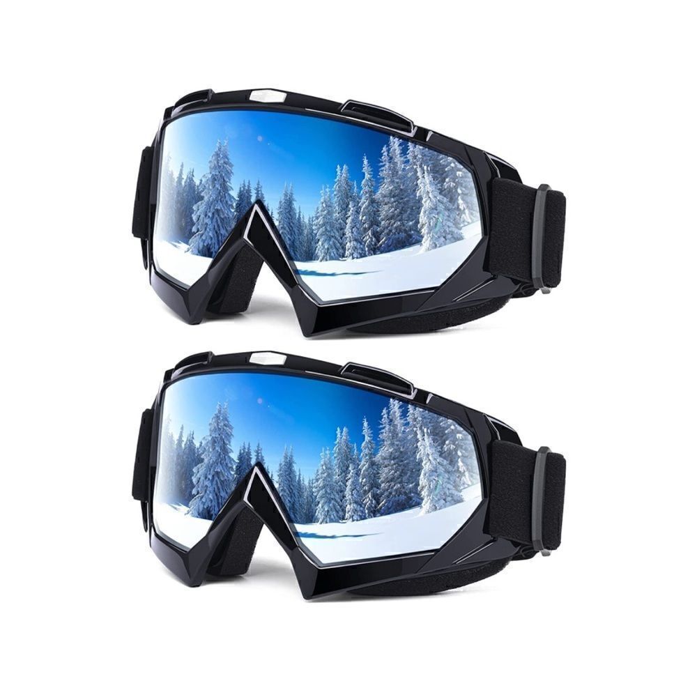 Black Ski Goggles Unisex 2 pairs